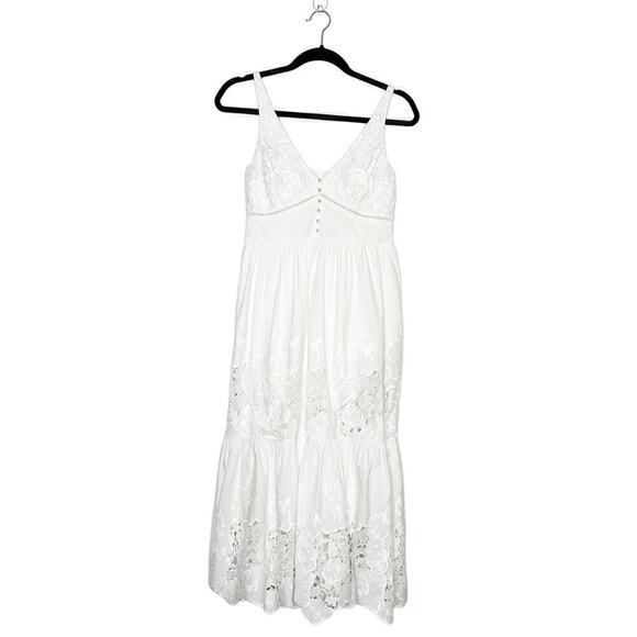 REVOLVE Generation Love Pippa Embroidered Poplin Midi Dress Women's White Small - Picture 2 of 5